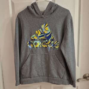 Adidas Gray Hoodie with Vibrant Logo